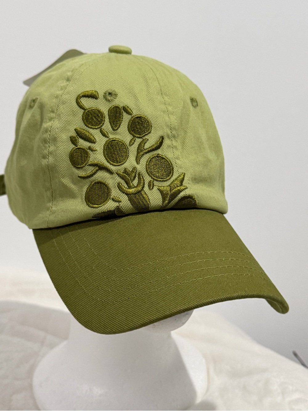 Free People Two-Tone Olive Green Embroidered Cap